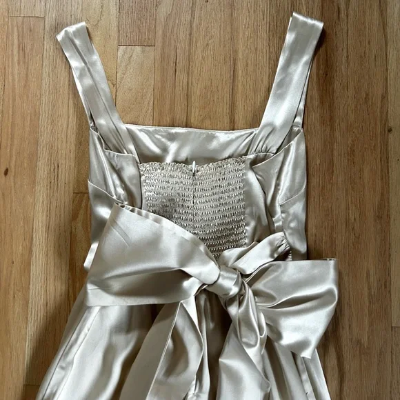 REFORMATION riviera silk mini dress bow back champagne romantic bride size 8 - Picture 13 of 14